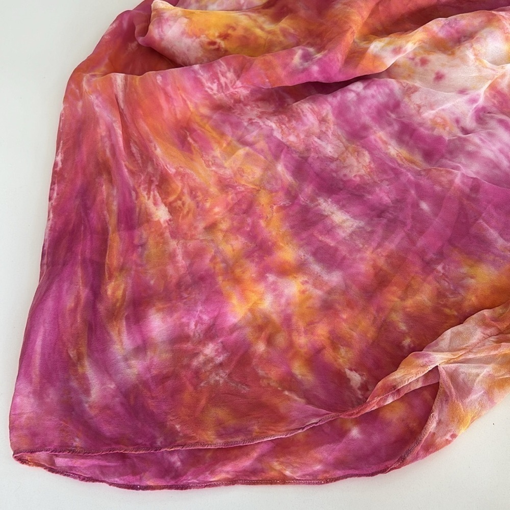 YFB YOUNG FABULOUS & BROKE DRESS Pink Orange Tie Dye Maxi Kaftan Dress S/M - Picture 7 of 7